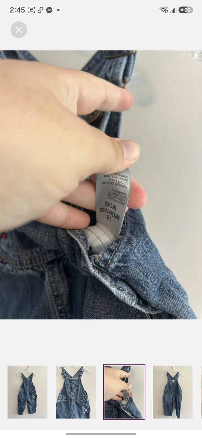 OshKosh B'gosh Denim Overalls - 18 Months - photo 3