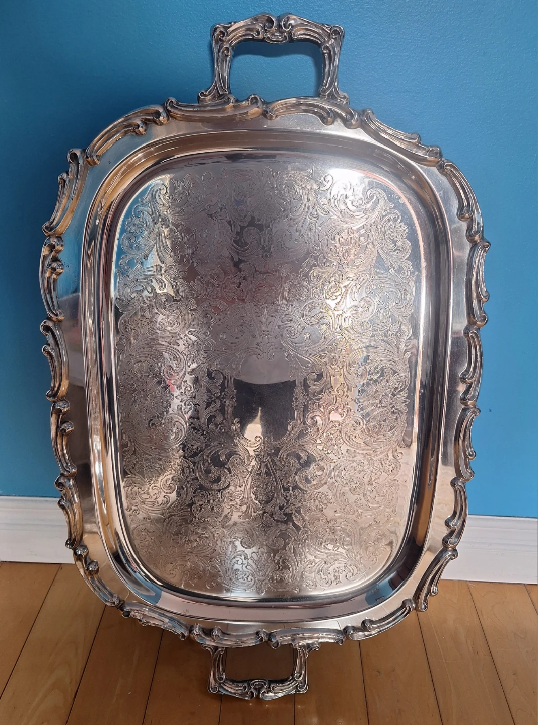 Vintage Silver Plated XL 28" Footed Serving Tray
