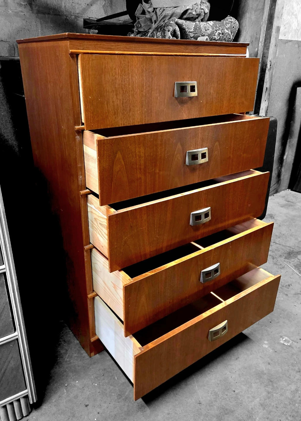 Mid Century Five Drawer Tallboy Dresser - photo 4