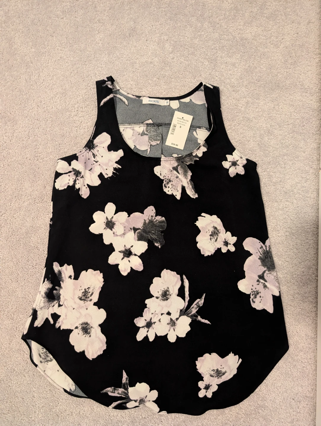 Women's Black Floral Tank Top