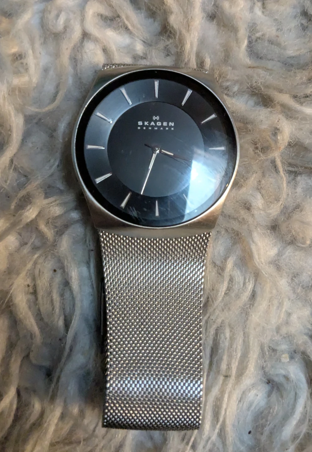 Skagen Denmark Black Dial Mesh Watch