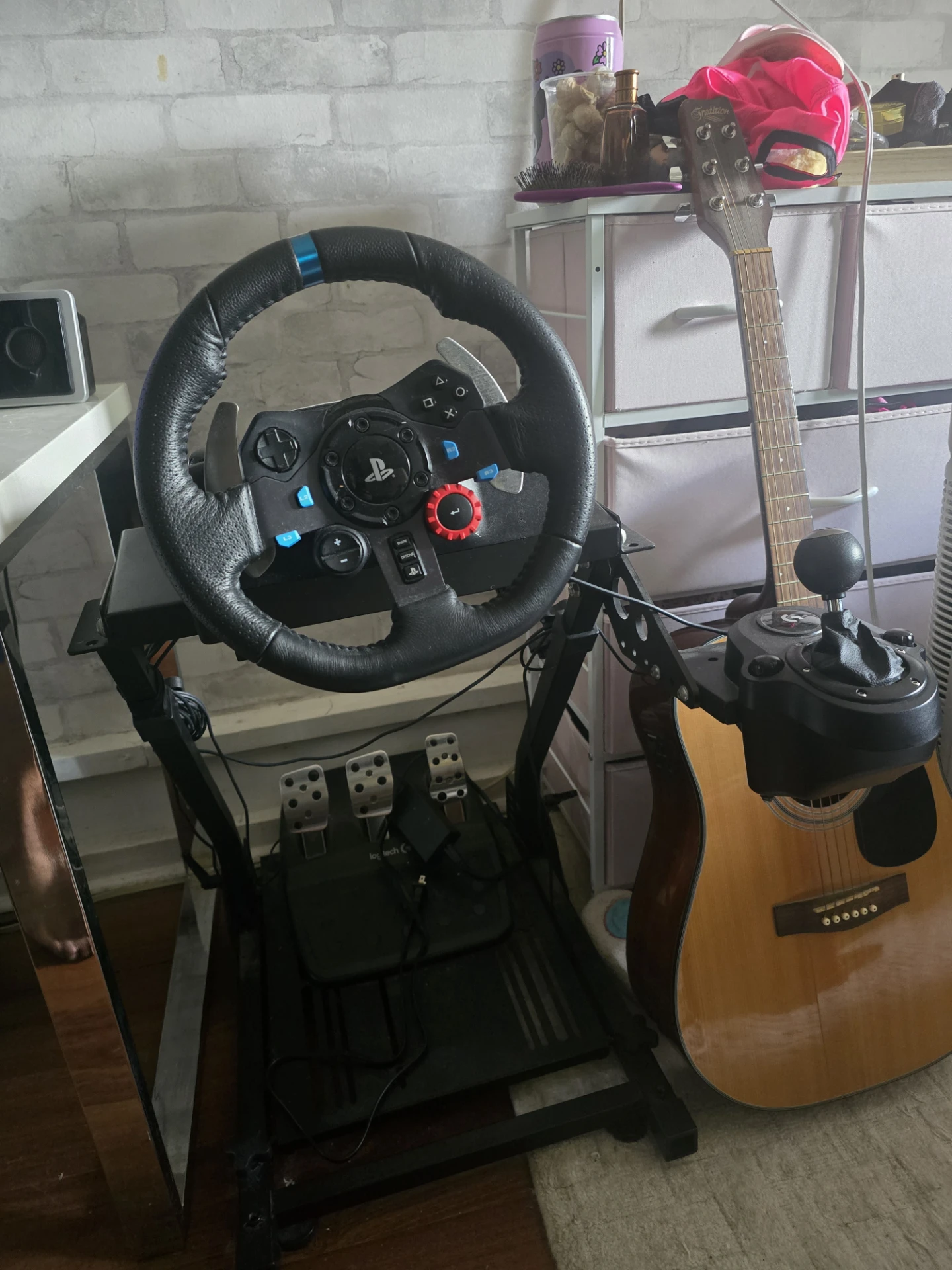 G29 logitech wheel pedals shifter +gt omega stand  + box