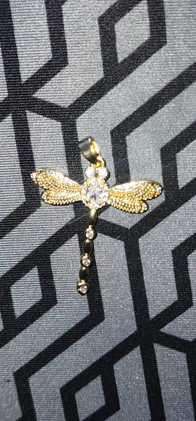 Gold plated Dragonfly Pendant  with Rhinestones - photo 4