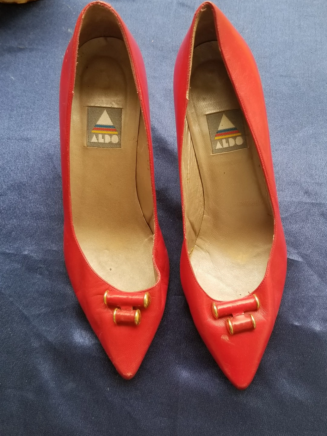 Vintage ALDO Red Leather Pointed Heels - photo 2