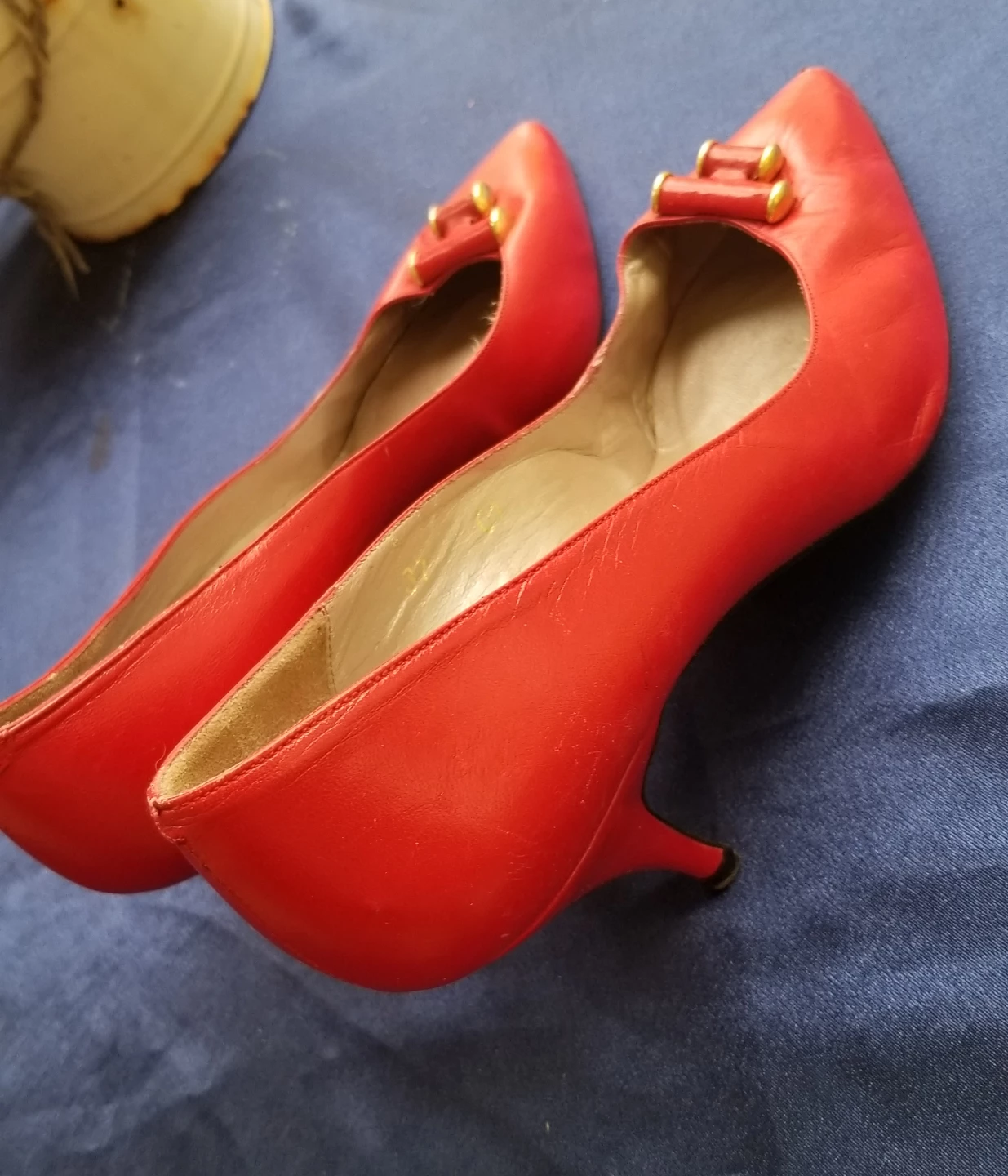Vintage ALDO Red Leather Pointed Heels - photo 3