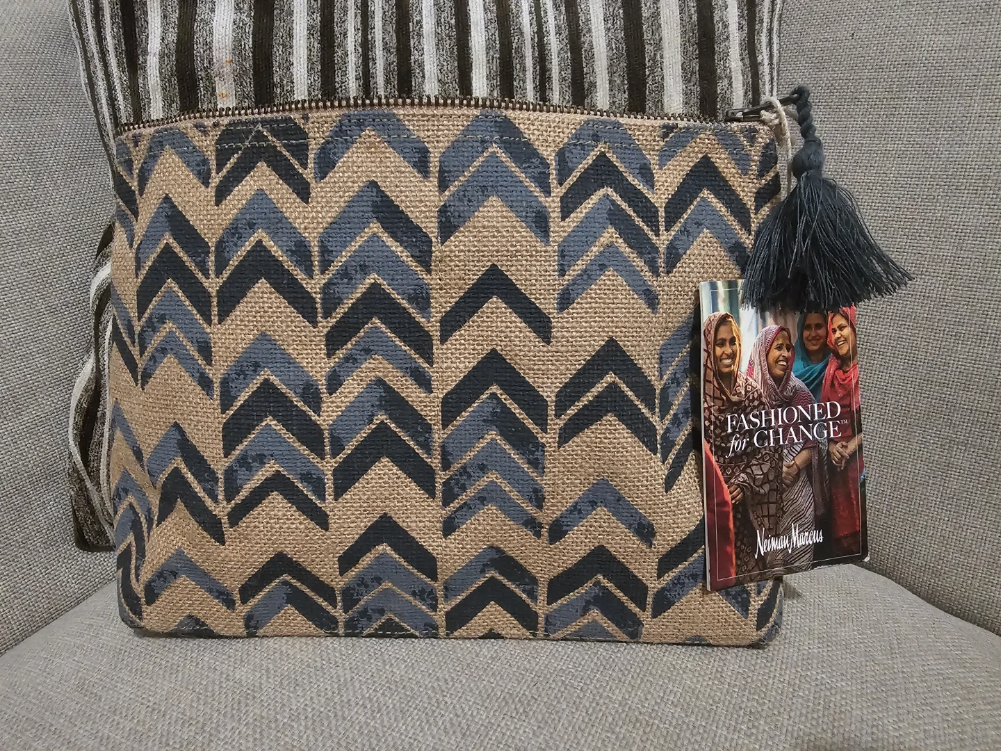 Neiman Marcus Chevron Pattern Pouch