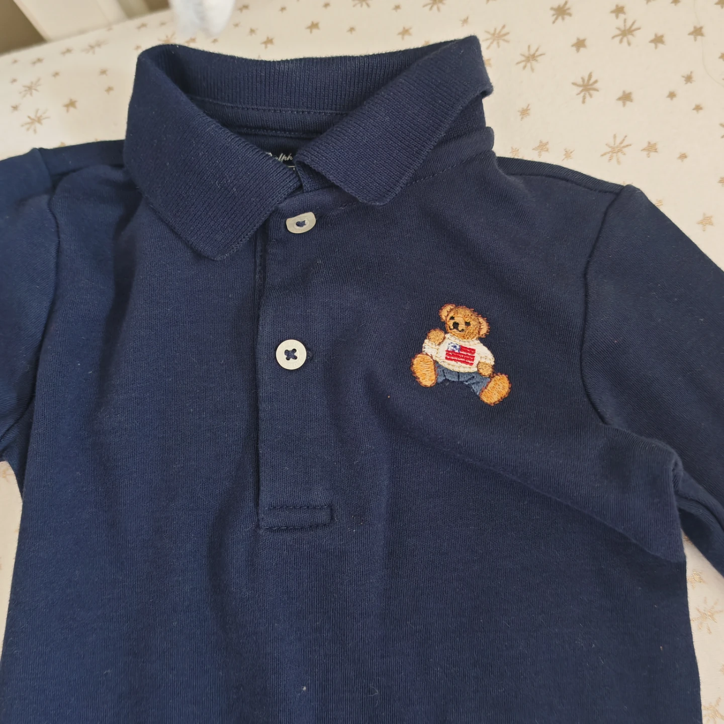 Ralph Lauren Baby Navy Polo Romper with Bear - 9M - photo 4