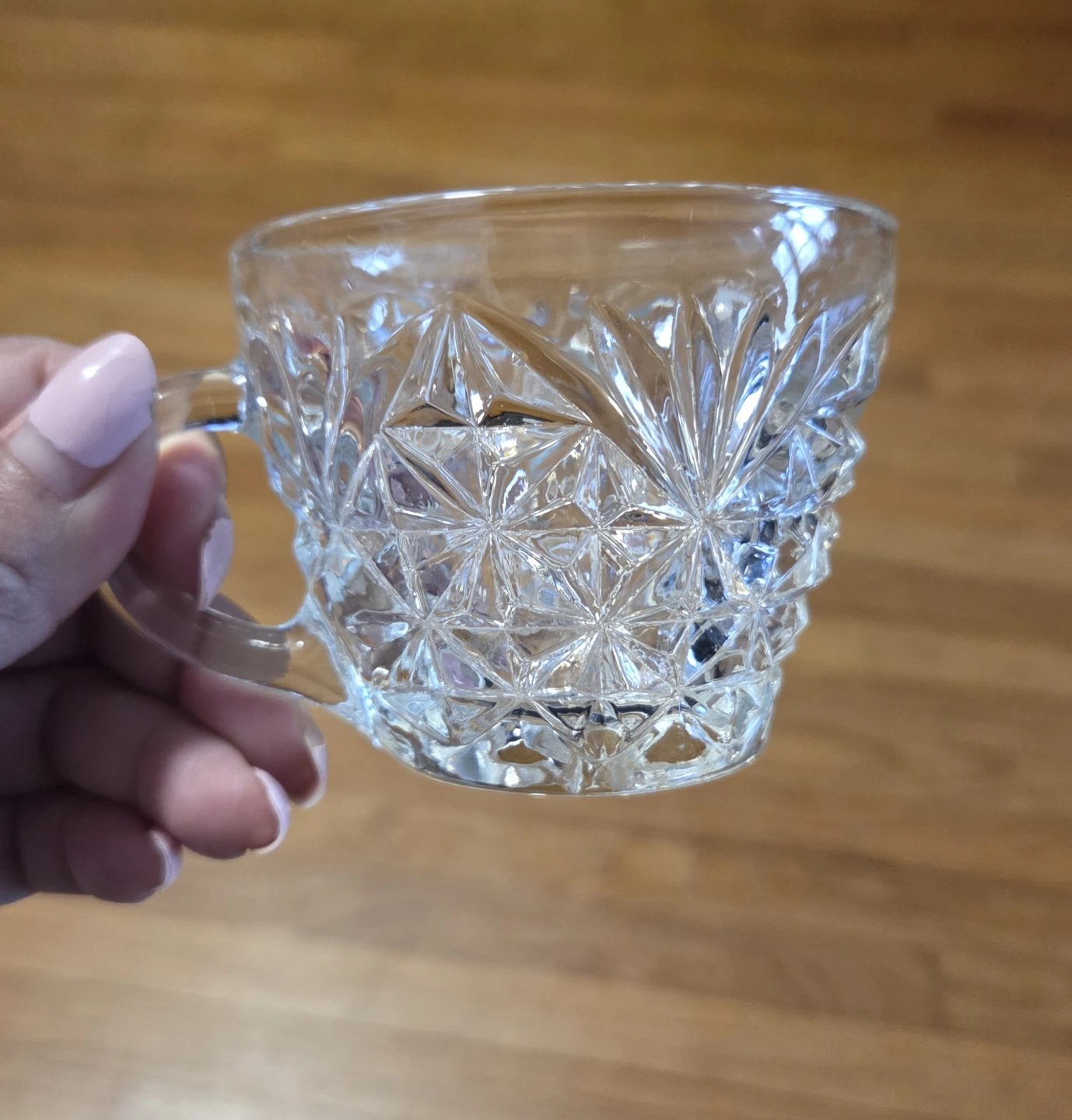 Set of 8 Vintage Clear Glass Cups