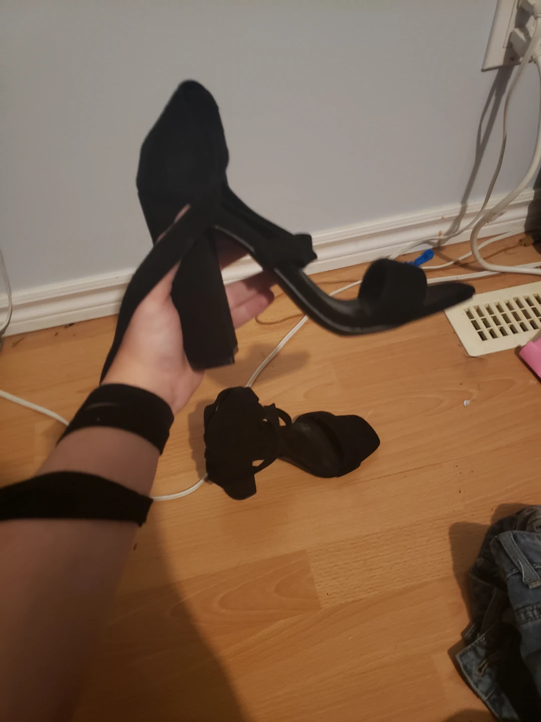 Black Suede Wrap-Around Heels - photo 5