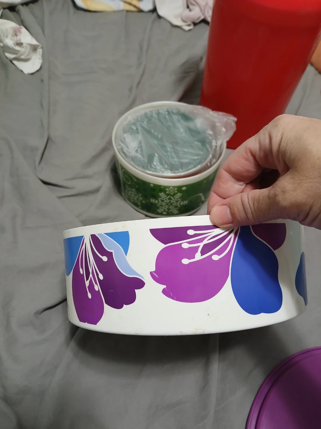 Round Food Container with Purple Lid - photo 3