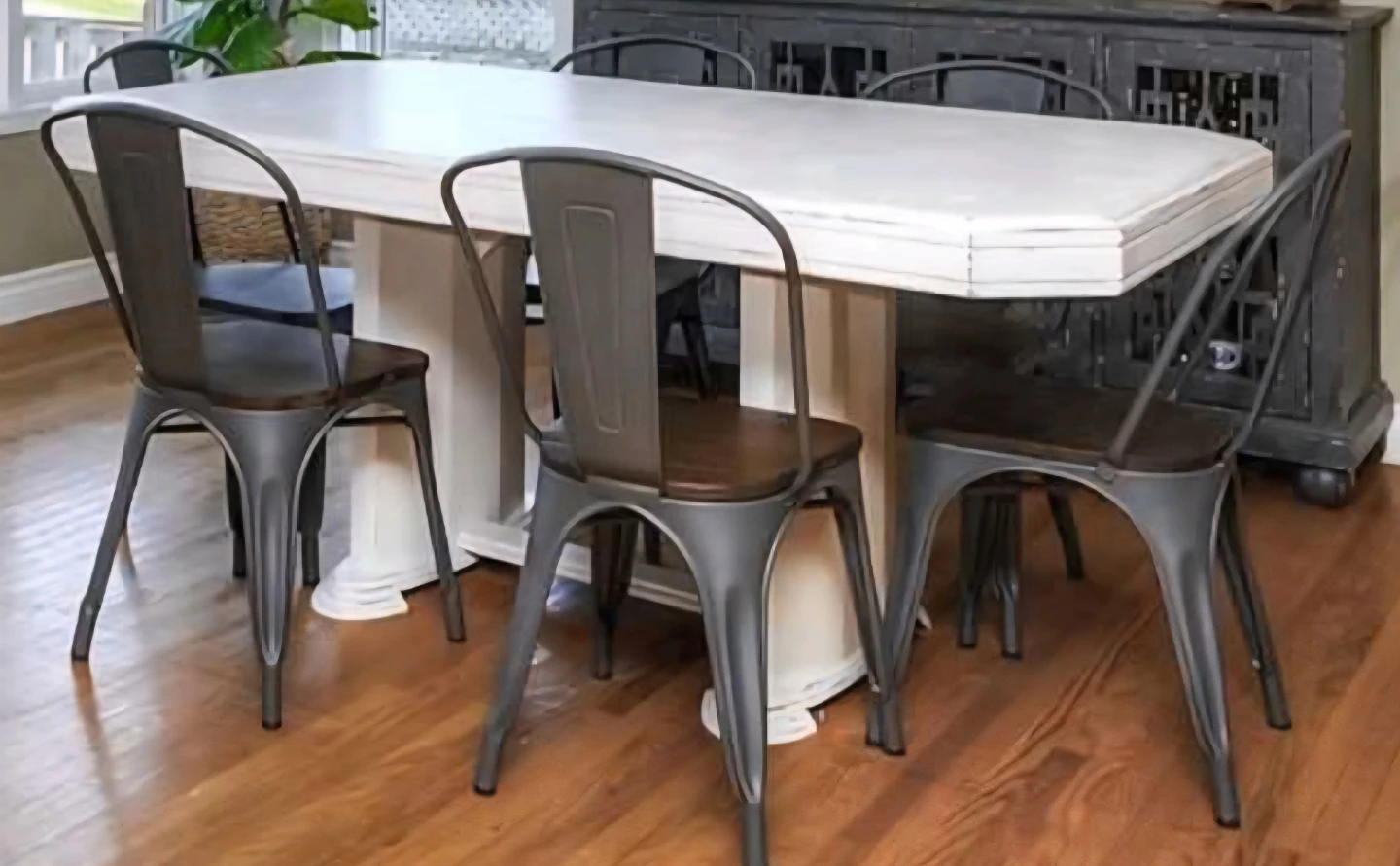 Industrial Style Metal Dining Chairs with Wood Seat - Set of 6 - photo 2