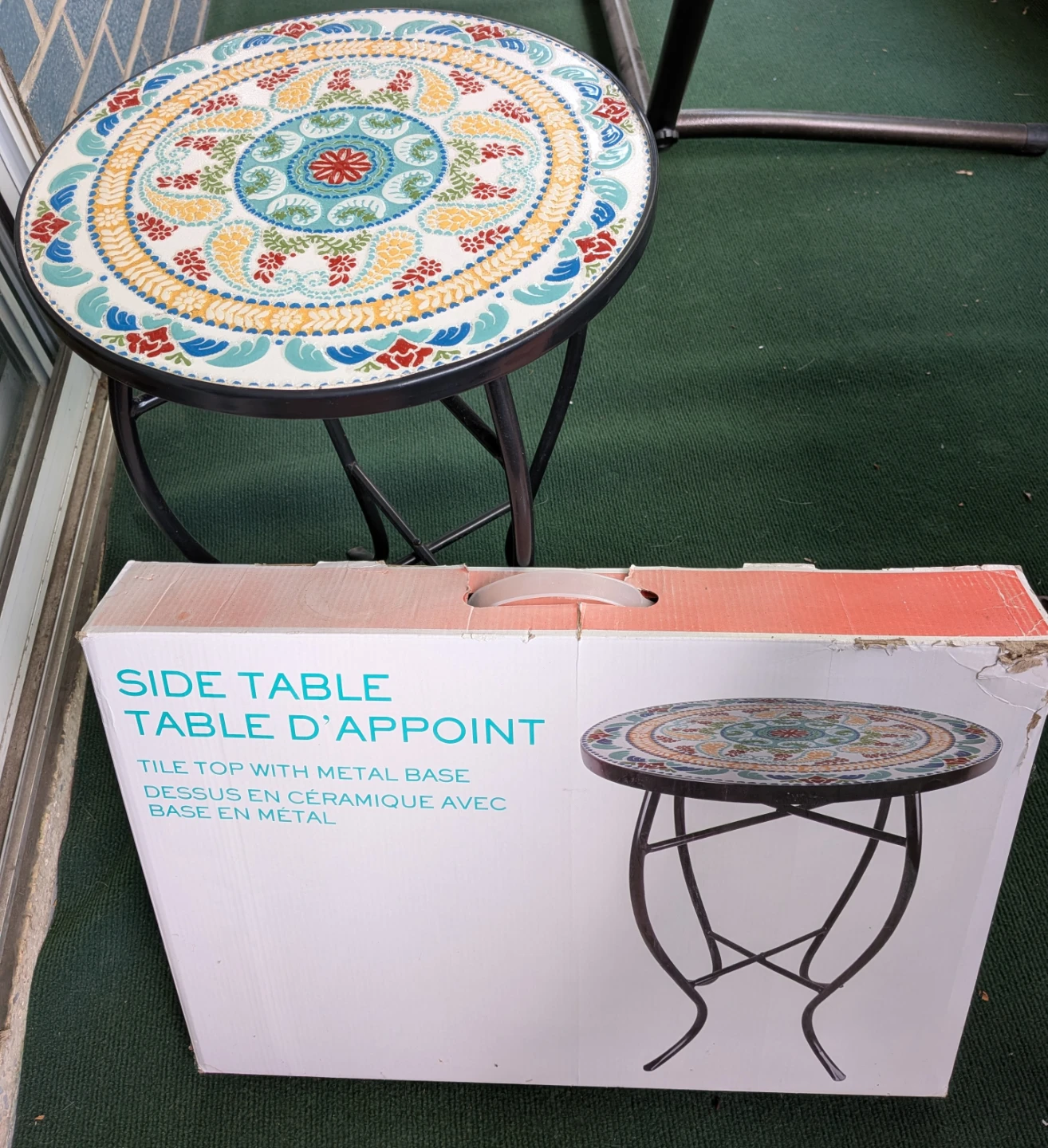 Decorative Tile Top Side Table - photo 2