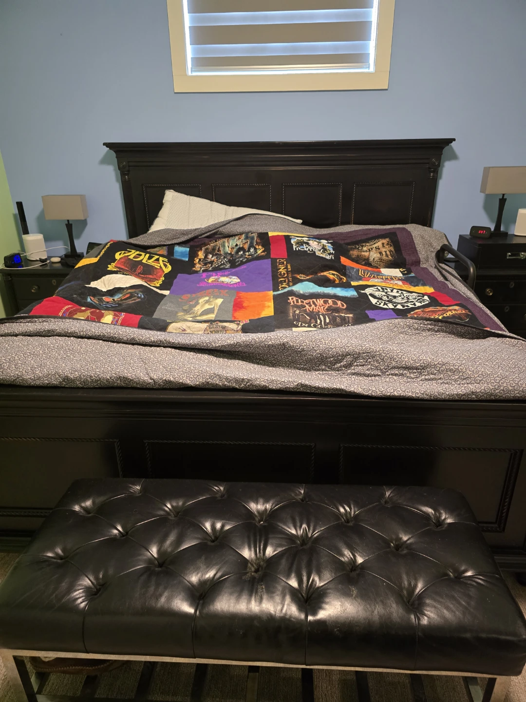 Black solid wood king size bedroom suite