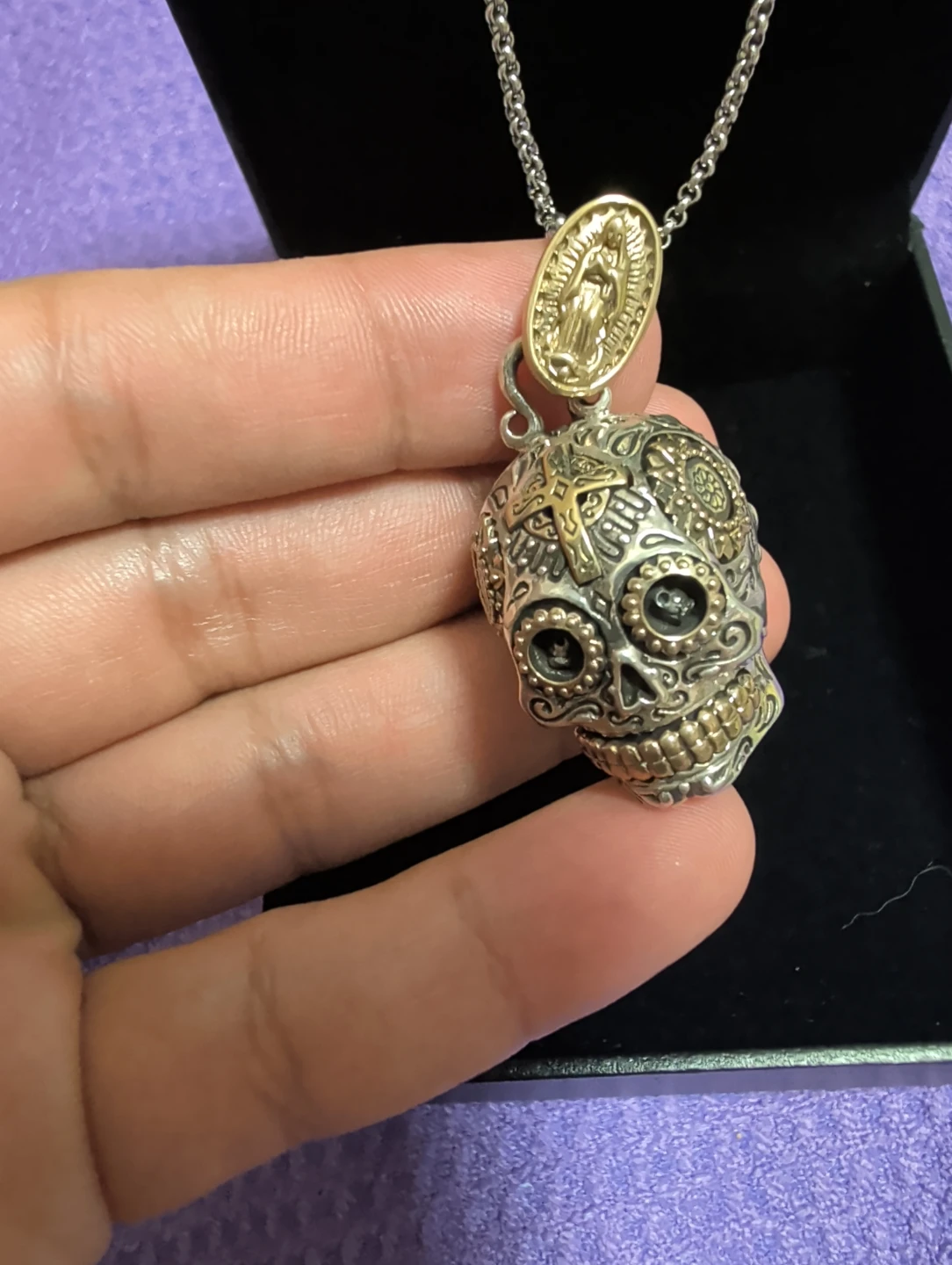 Silver Phantom Jewelry Sugar Skull Pendant Necklace