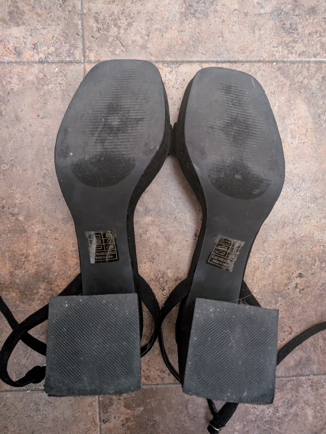 Lulus Black Suede Block Heels Strappy Sandals Summer US 8 - photo 4