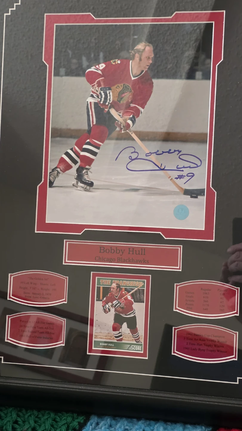 Bobby Hull Autographed framed collage Photo... 181/2 W × 23 "H