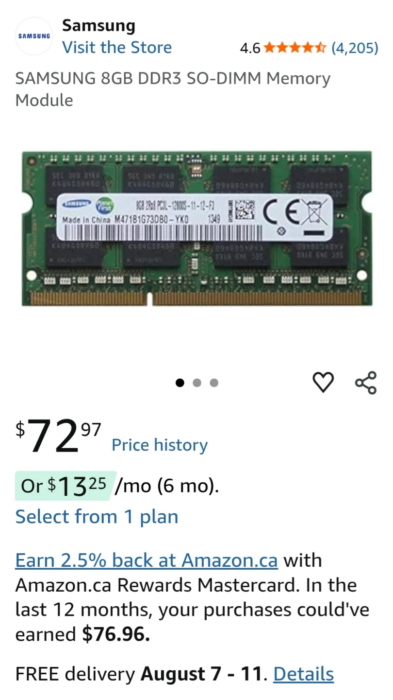 Samsung 8GB DDR3 laptop SODIMM RAM with 1600MHz speed. Like New! - photo 3