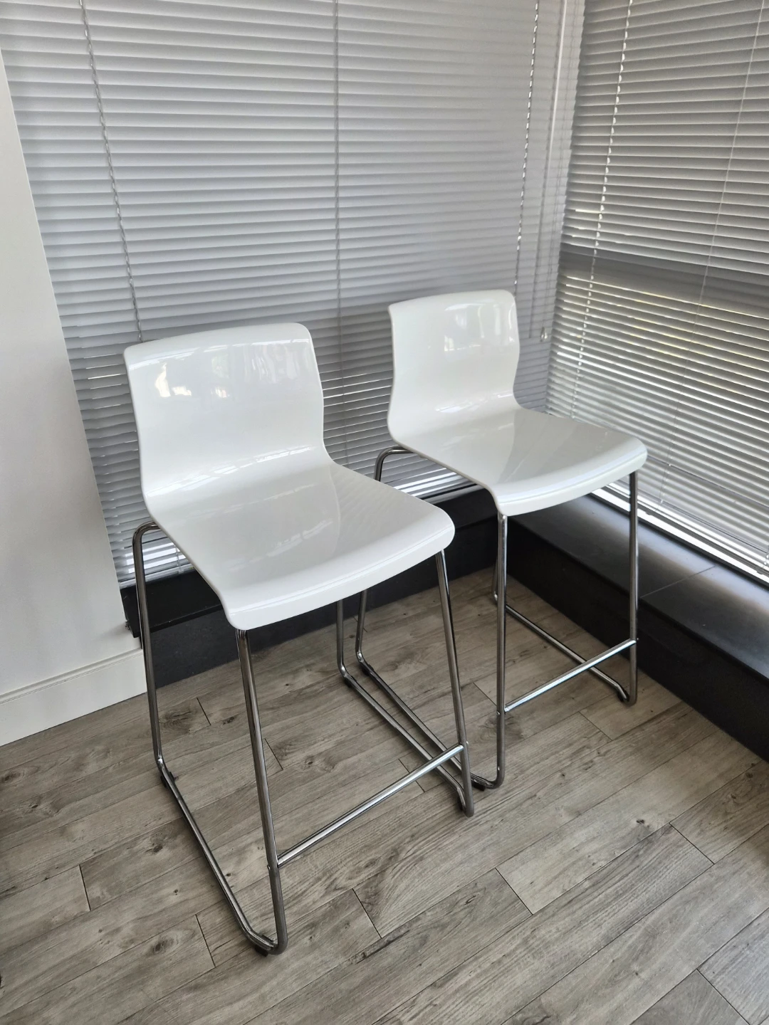 White Modern Bar Stools (Set of 2)