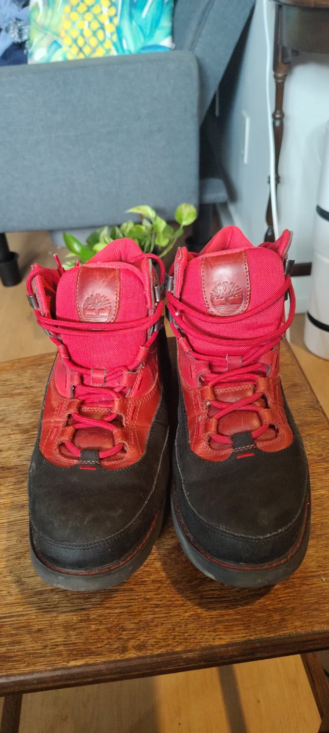 Timberland Red and Black Boots