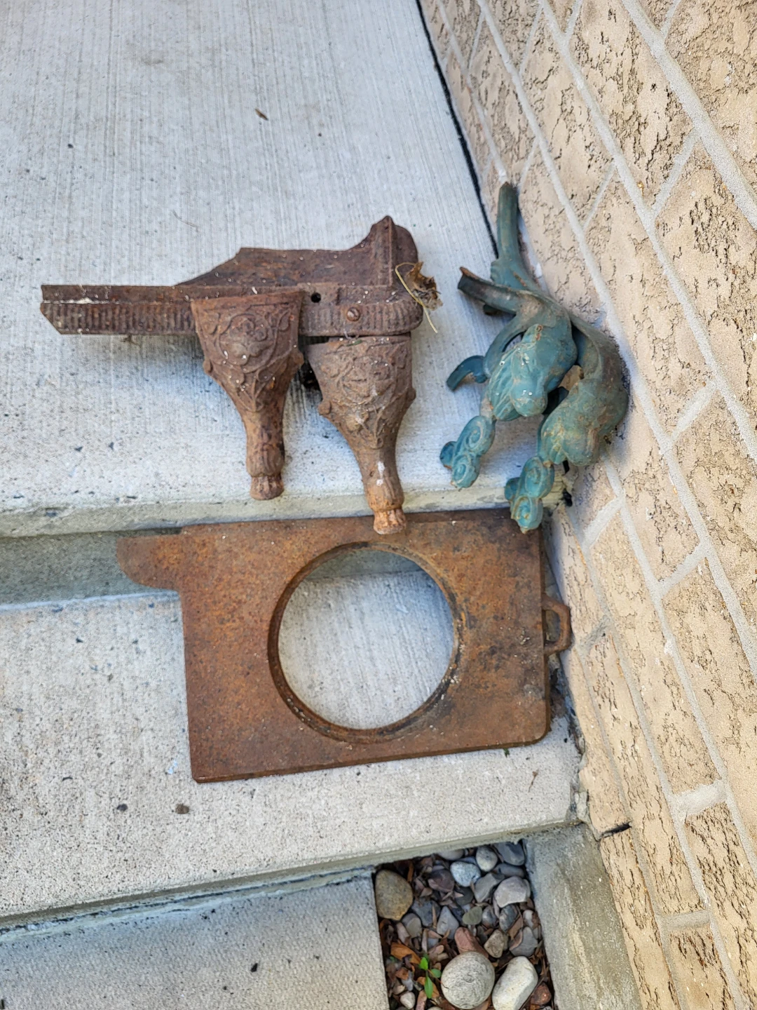 Vintage Cast Iron Stove Burner Grate and Legs