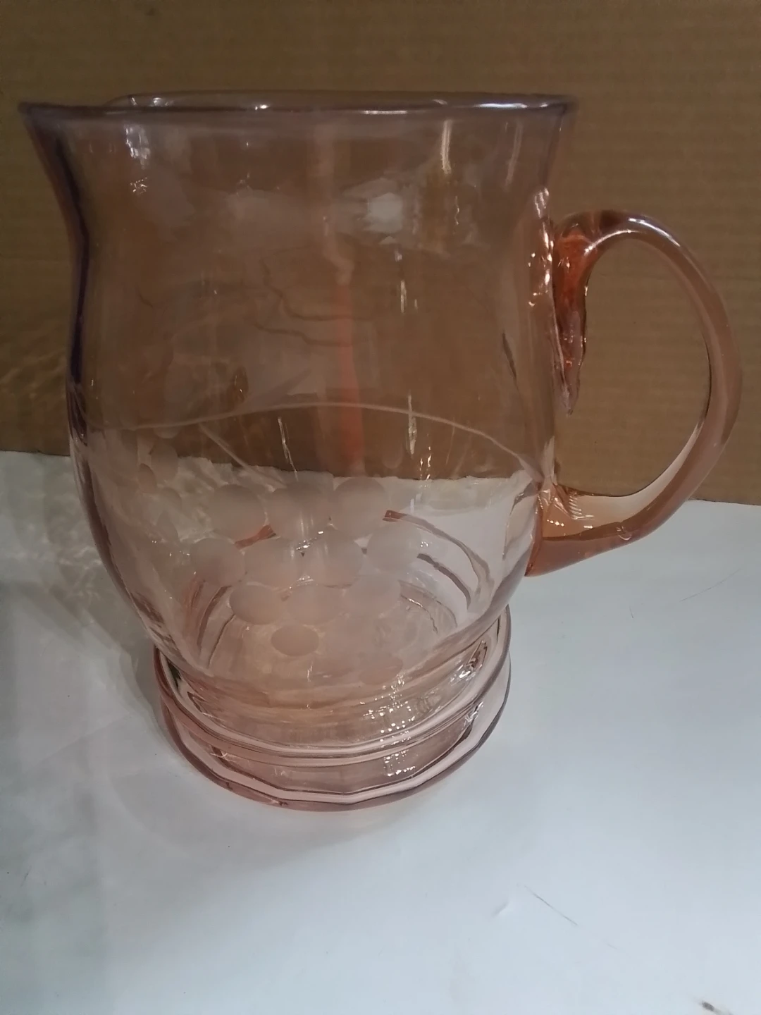 Large 1930s Pink Depression Glass Water Pitcher