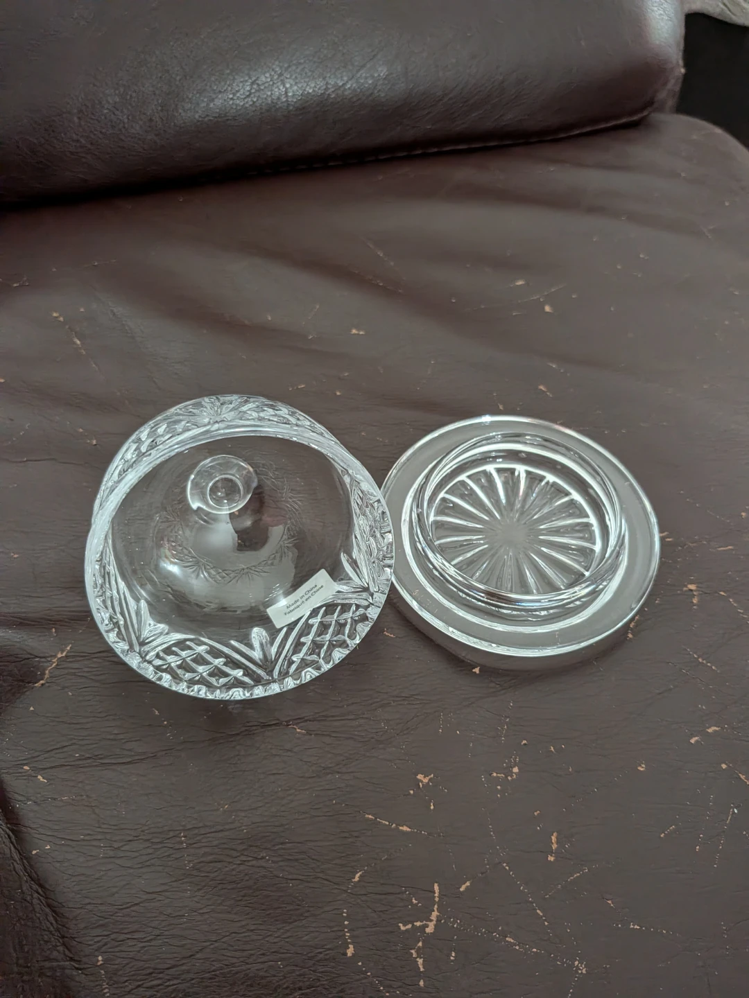 Crystal Glass Butter Dish with Lid - photo 2