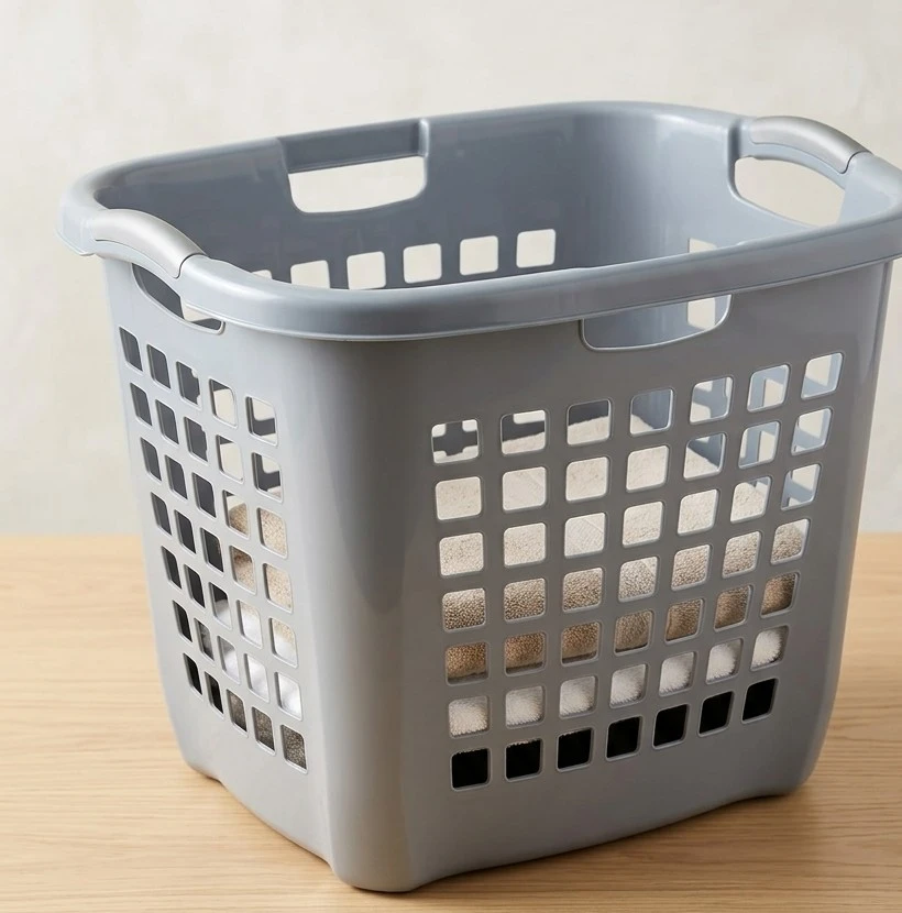Grey Plastic Laundry Basket