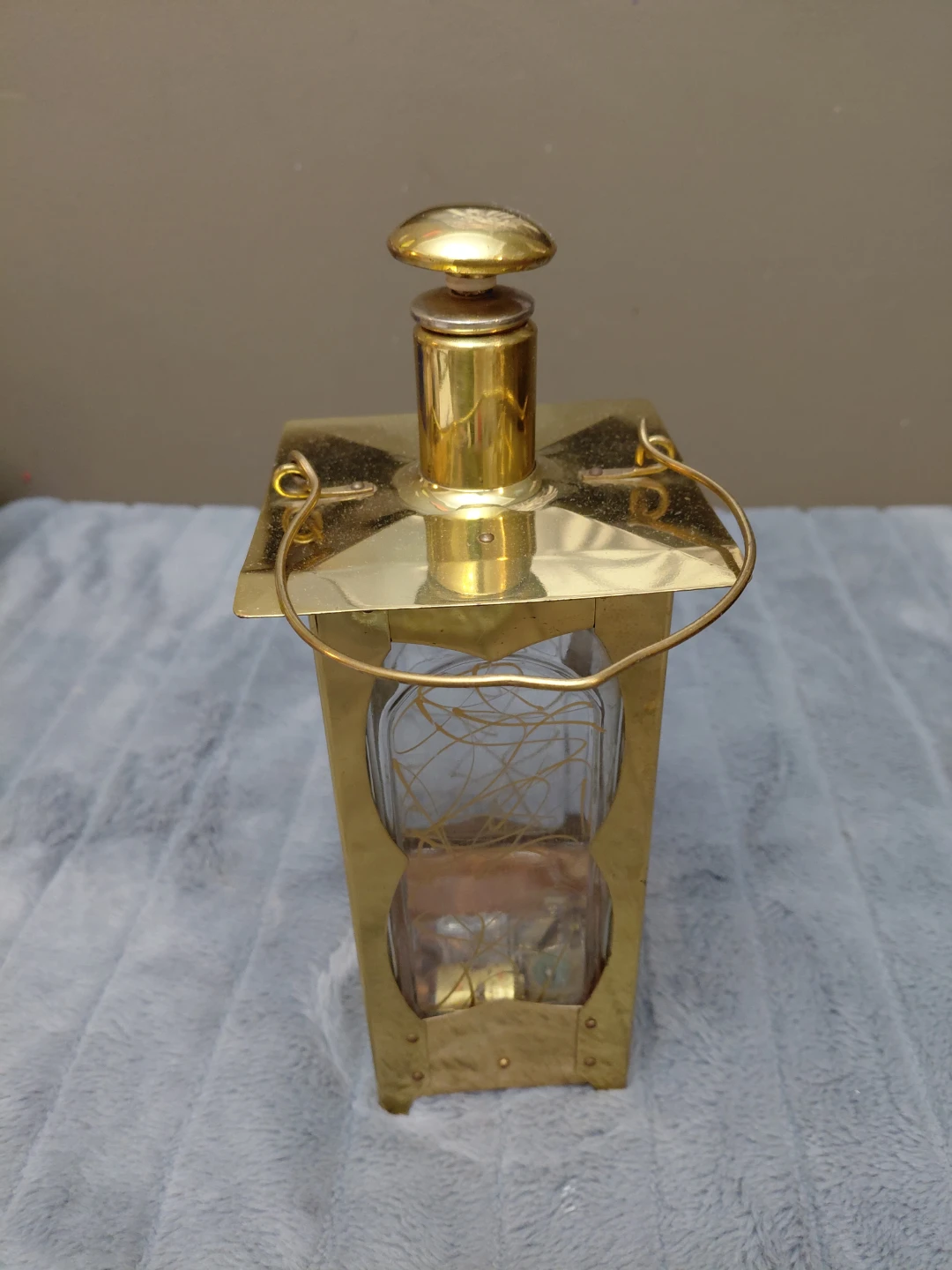 Brass and Glass Lantern Vintage Decanter - does not play music - photo 3