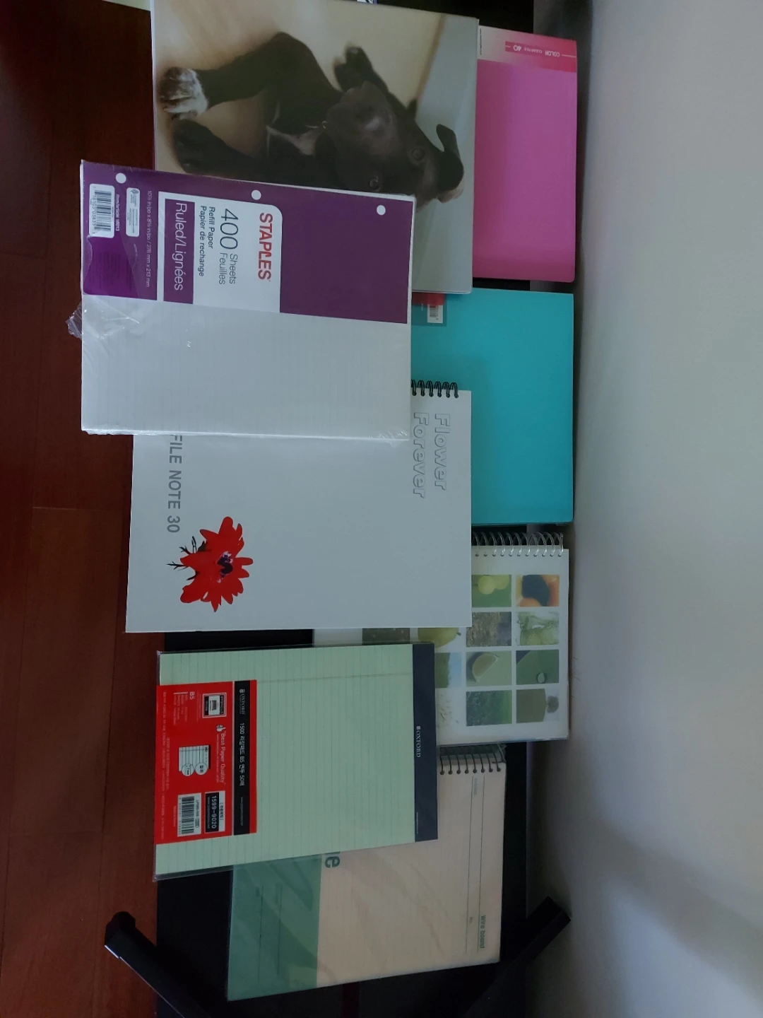 New ones. Binder, note books