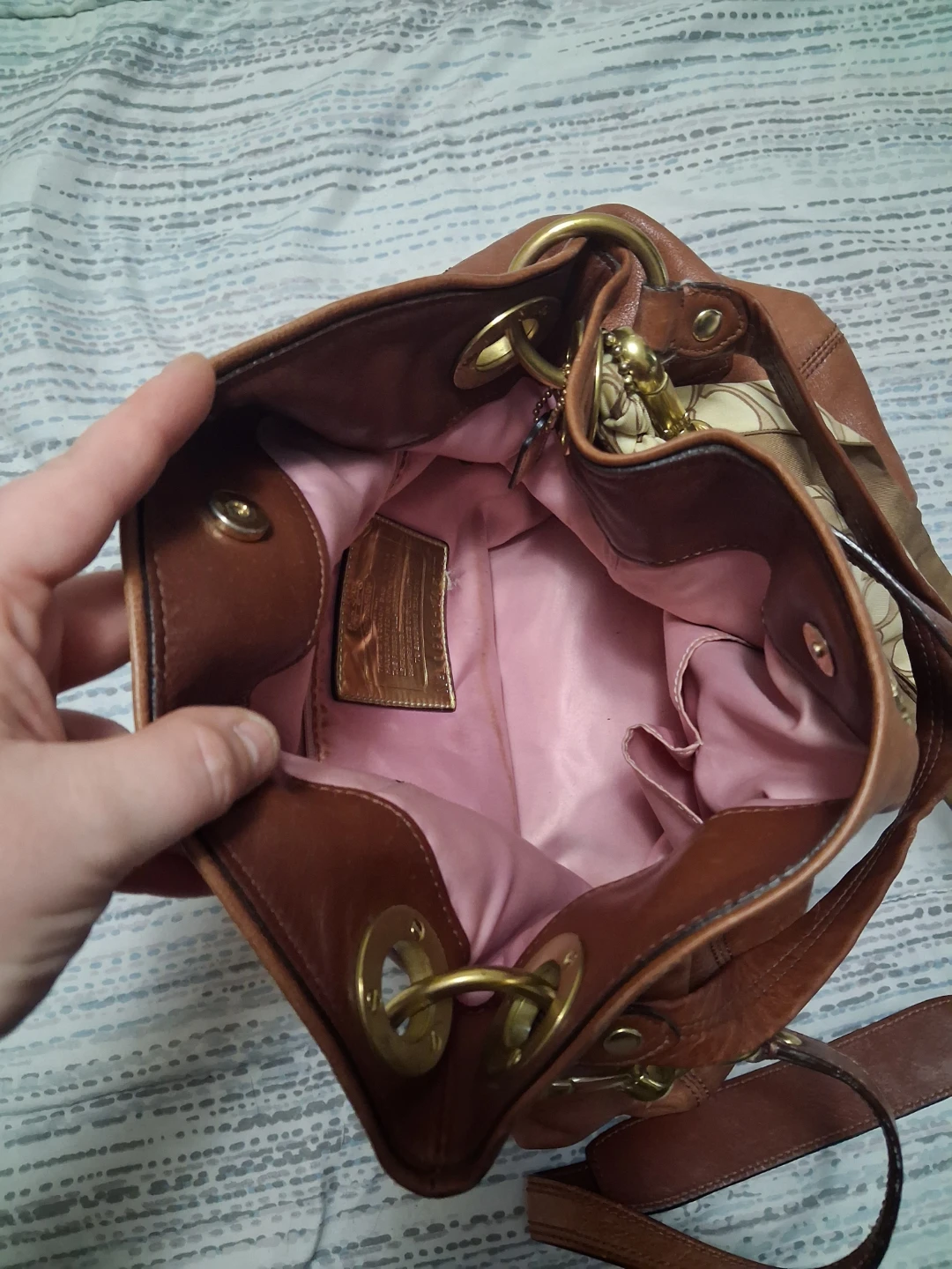 Coach Brown Leather Hobo Bag with Scarf - photo 3