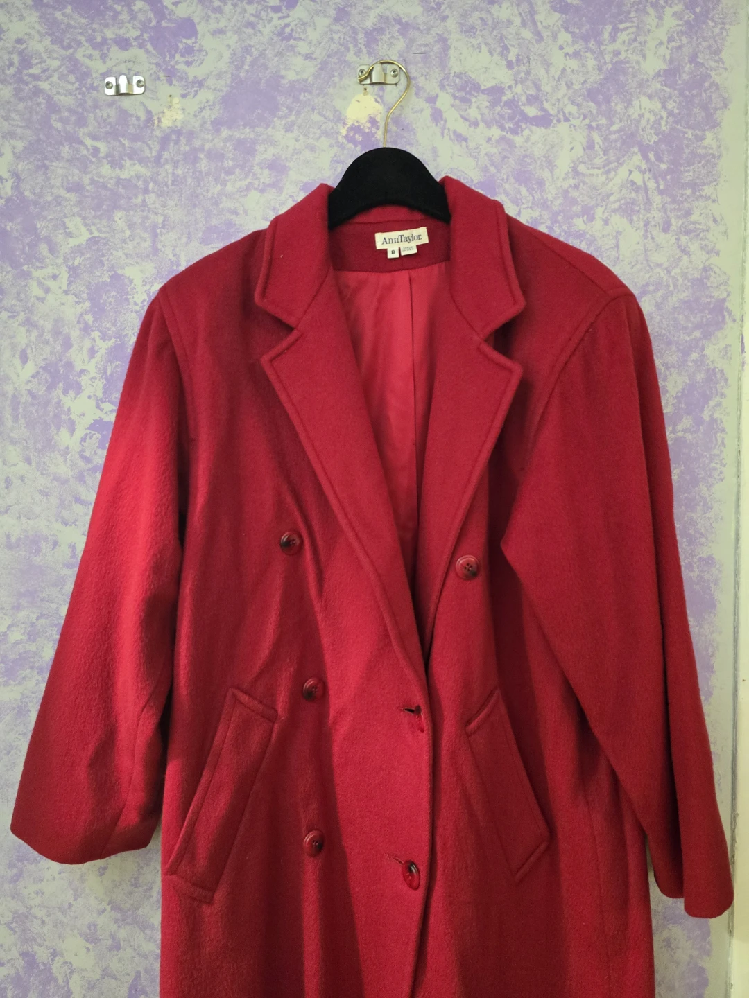 Ann Taylor Red Double-Breasted Wool Blend Coat Size 8