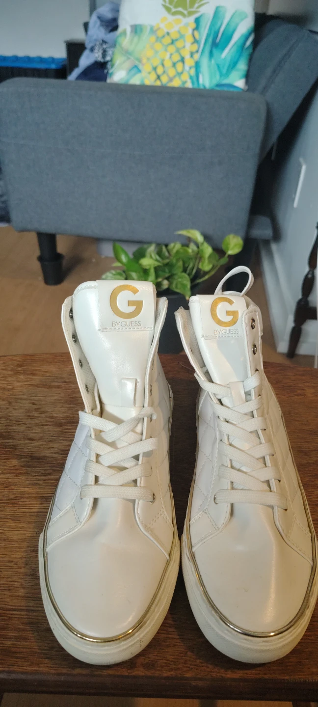 G by Guess White Quilted High-Top Sneakers