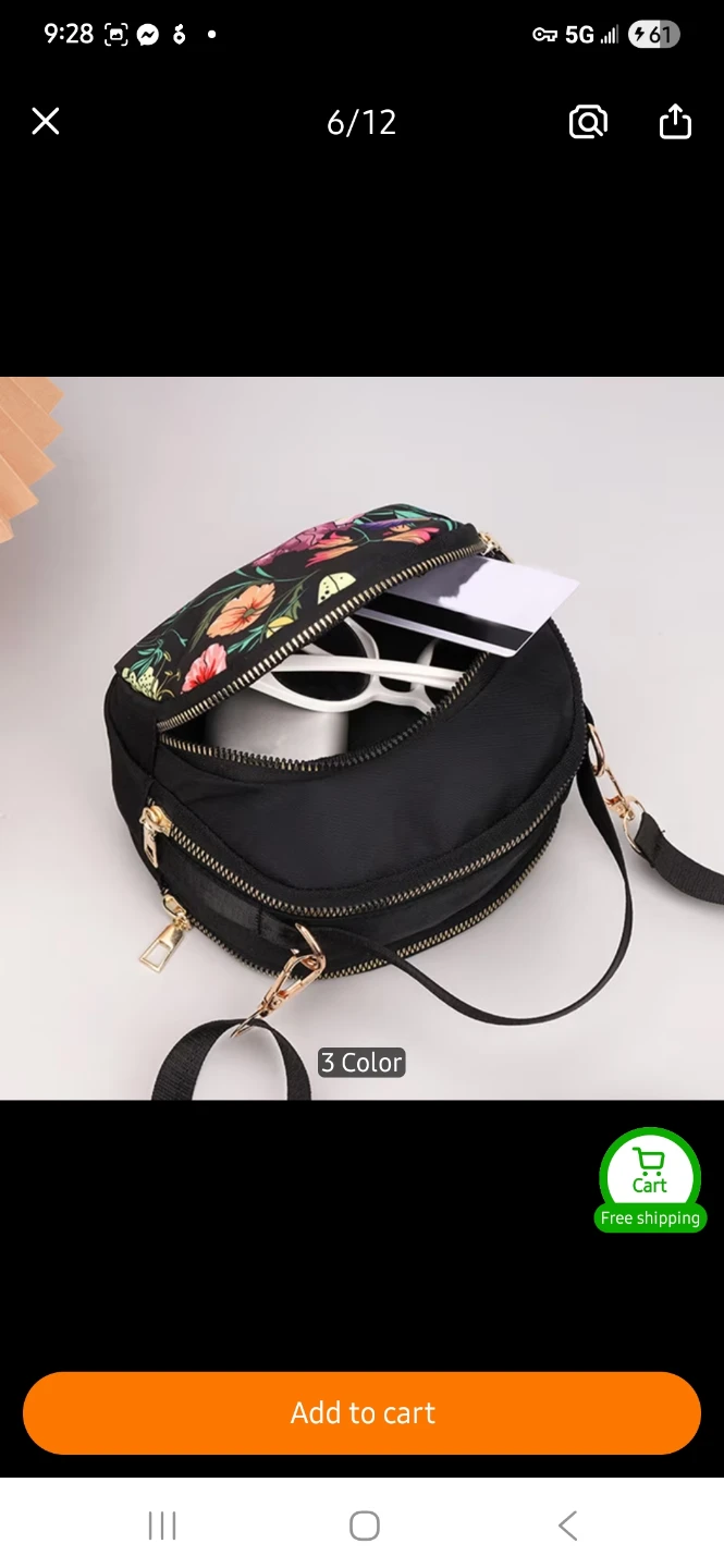 Black Sage Flower Print Crossbody Bag - photo 4