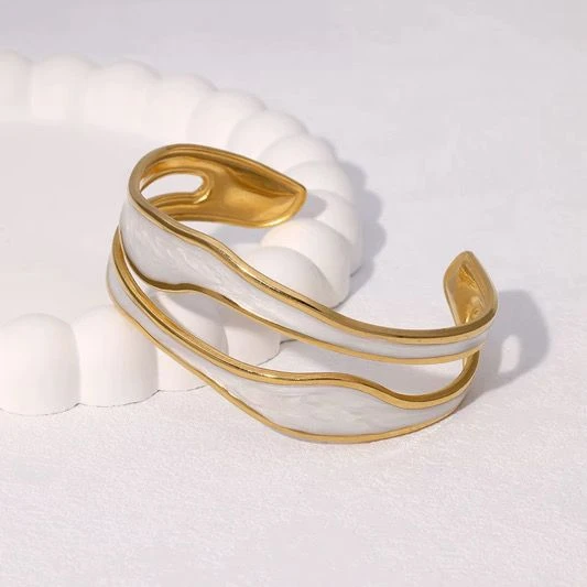 Gold and White Cuff Bracelet