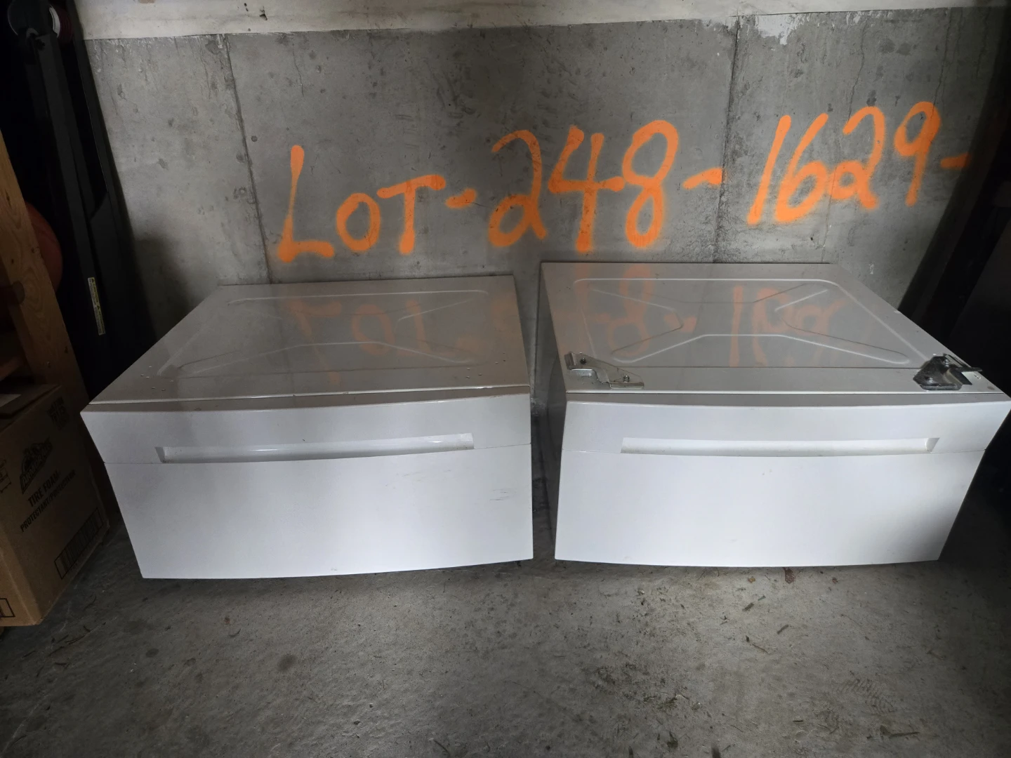 Pair of White Laundry Pedestal Storage Drawers - photo 2