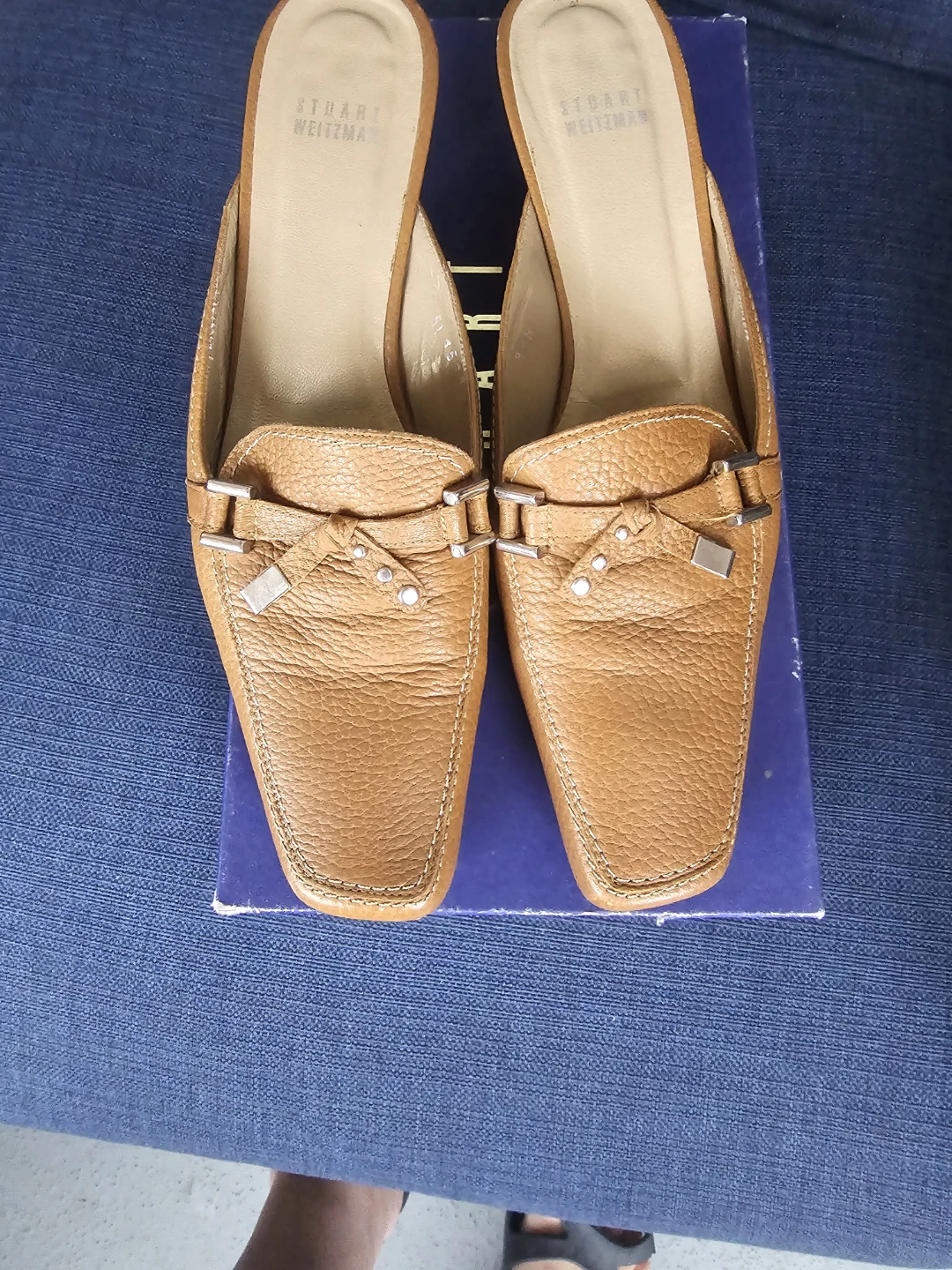 Stuart Weitzman Women's Brown Leather Mules Size 7,5-8
