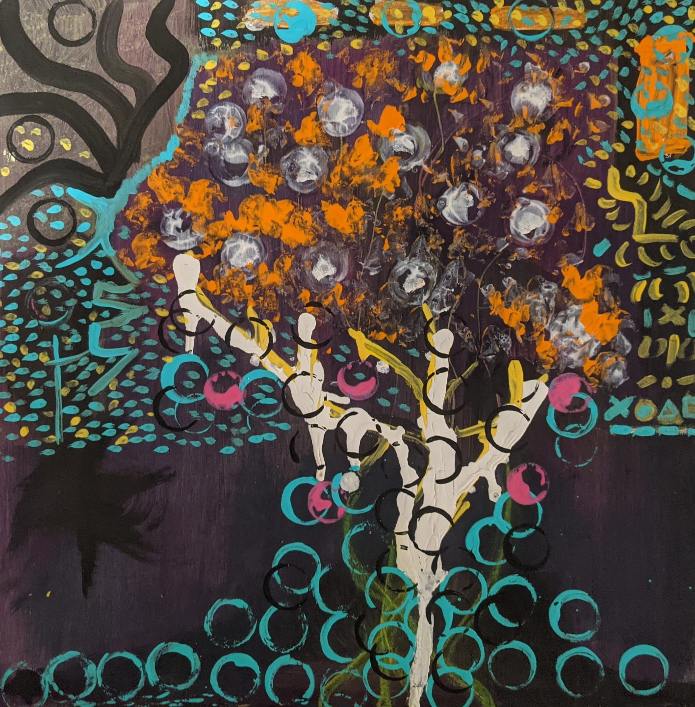 (Blossoms In Water and Space) Abstract Tree Painting