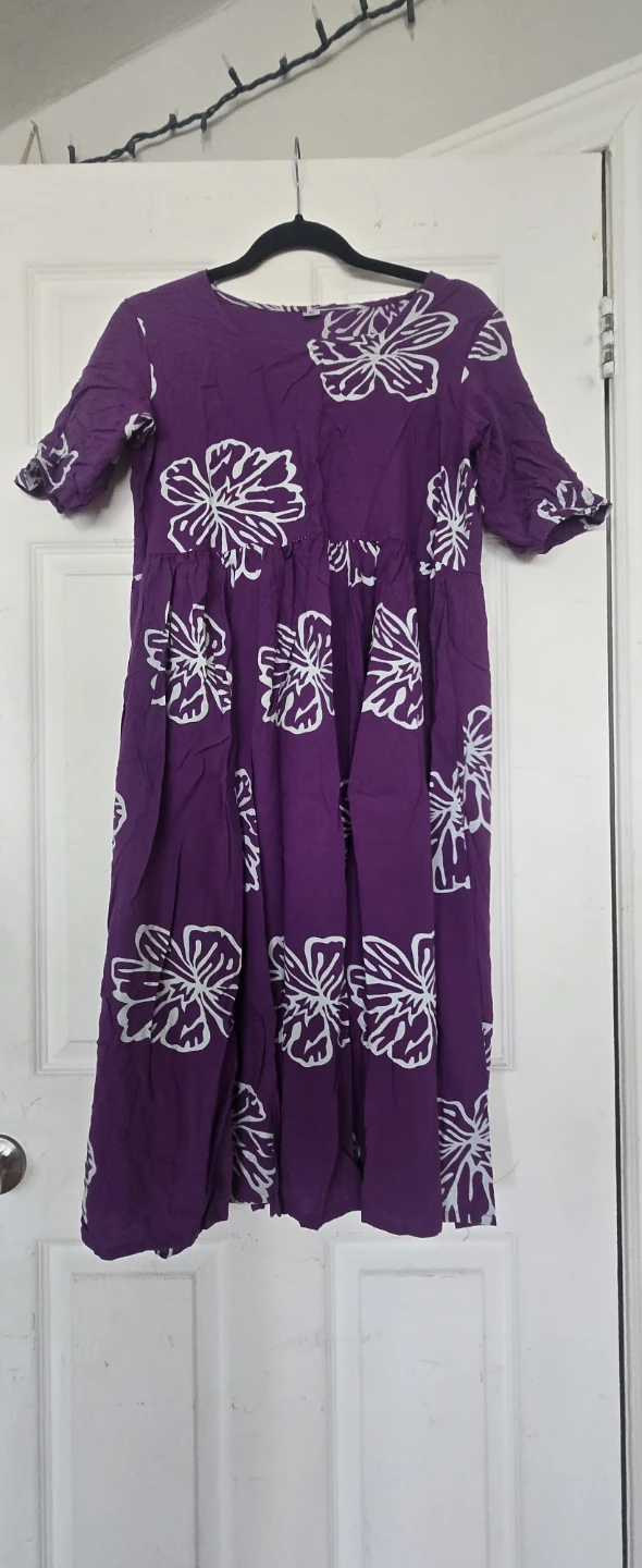 Purple floral print dress - Size L