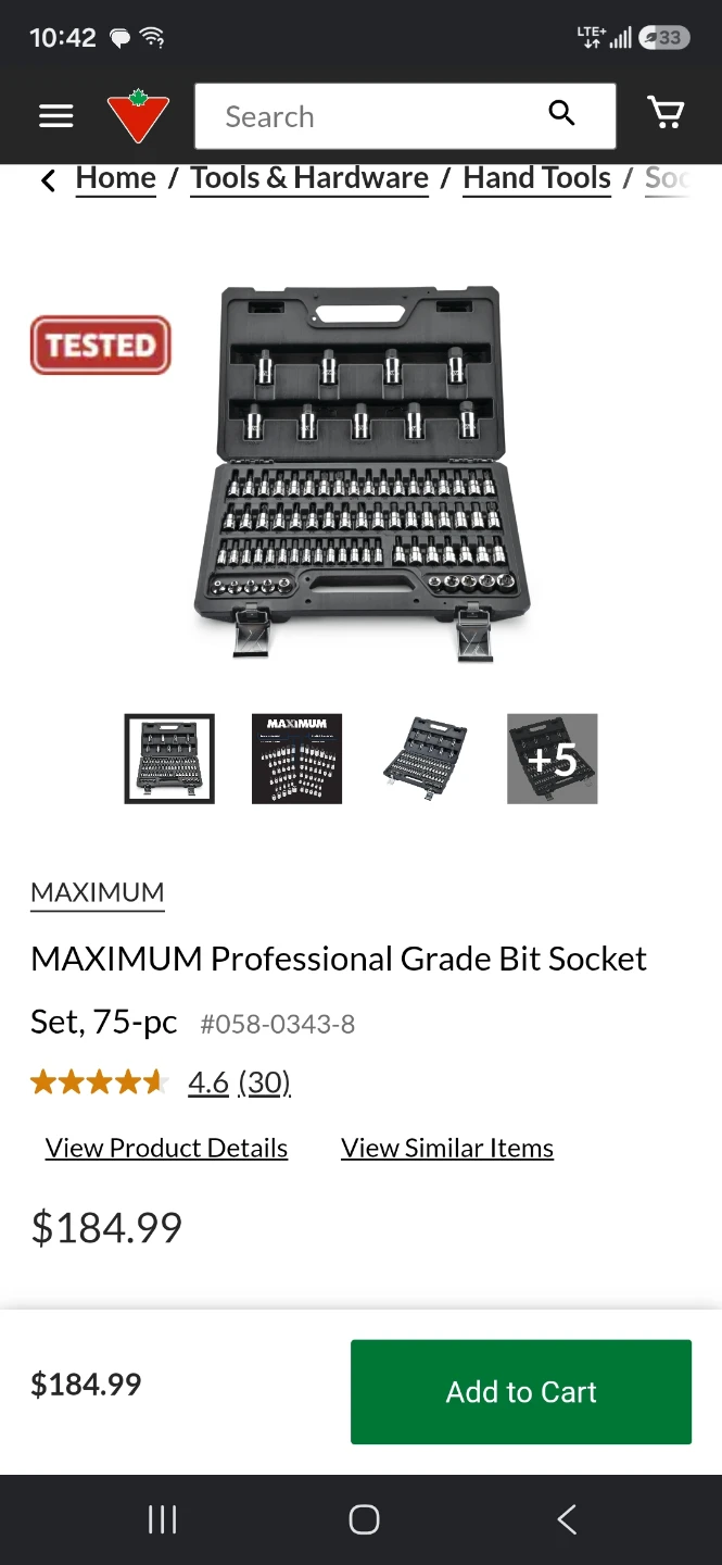 MAXIMUM Professional Grade Bit Socket Set, 75-pc