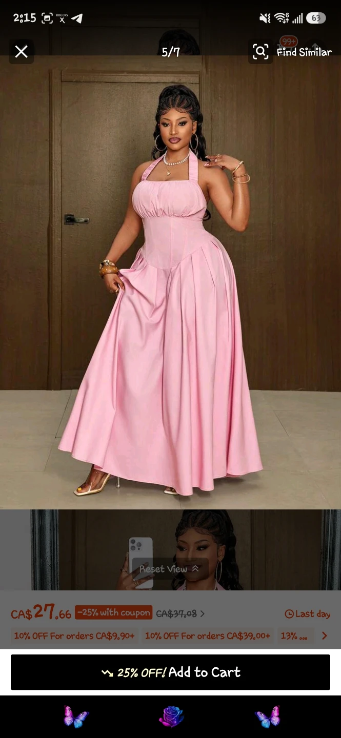 Generous 2 XL Pink Halter Neck Maxi Dress