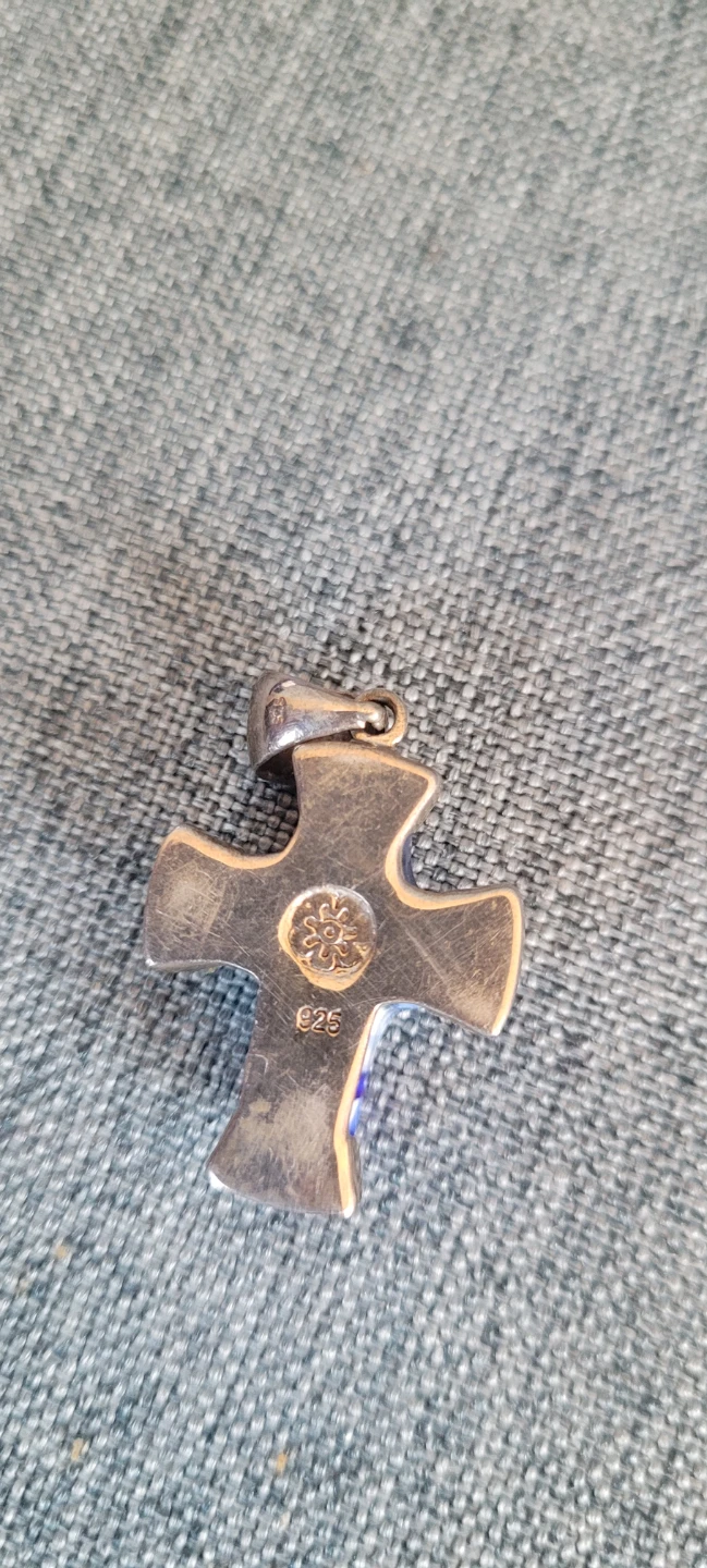 Sterling Silver Murano Glass Cross Pendant - photo 2