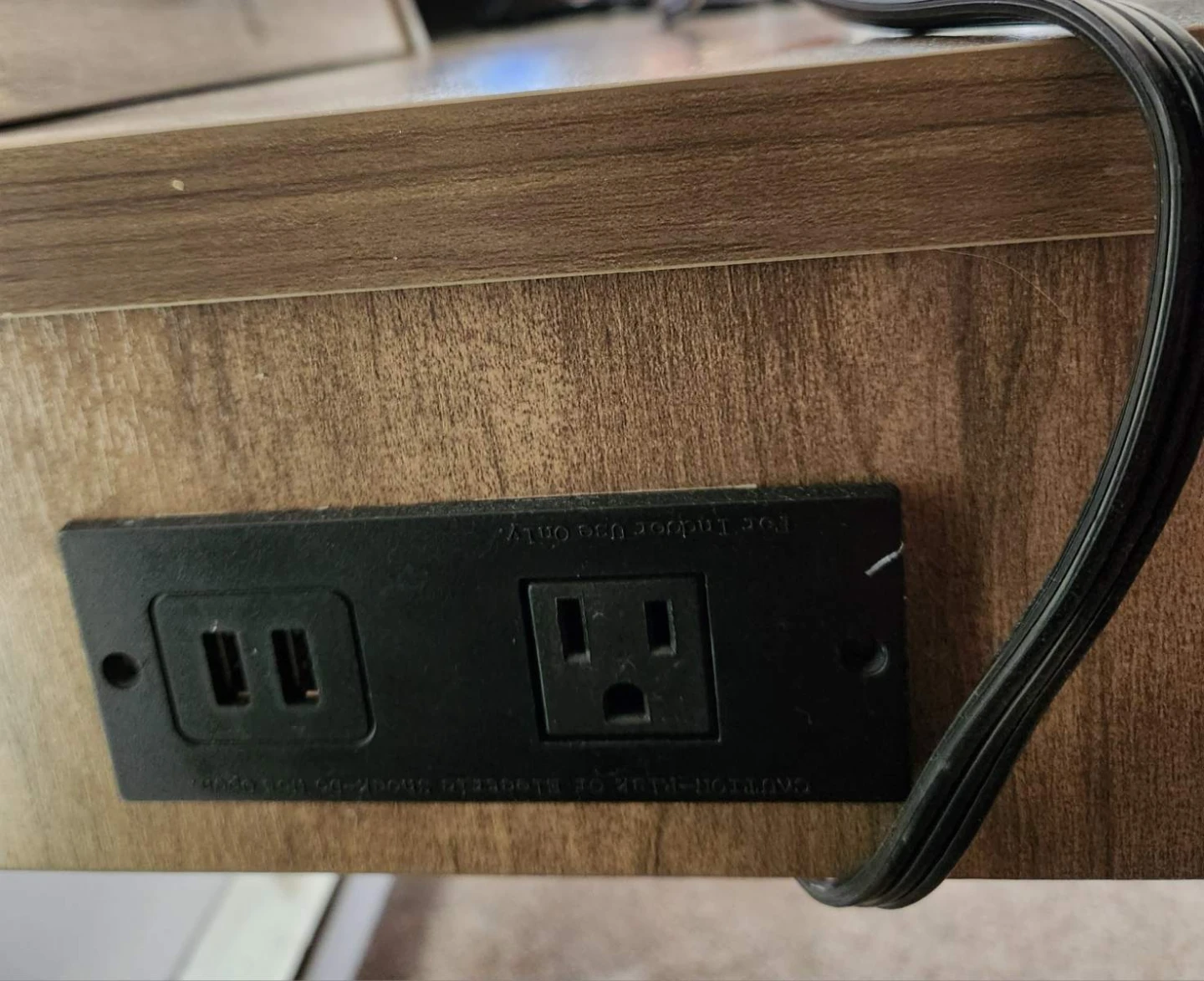 Wooden Desk with Built-in Power Strip and USB Ports - photo 2