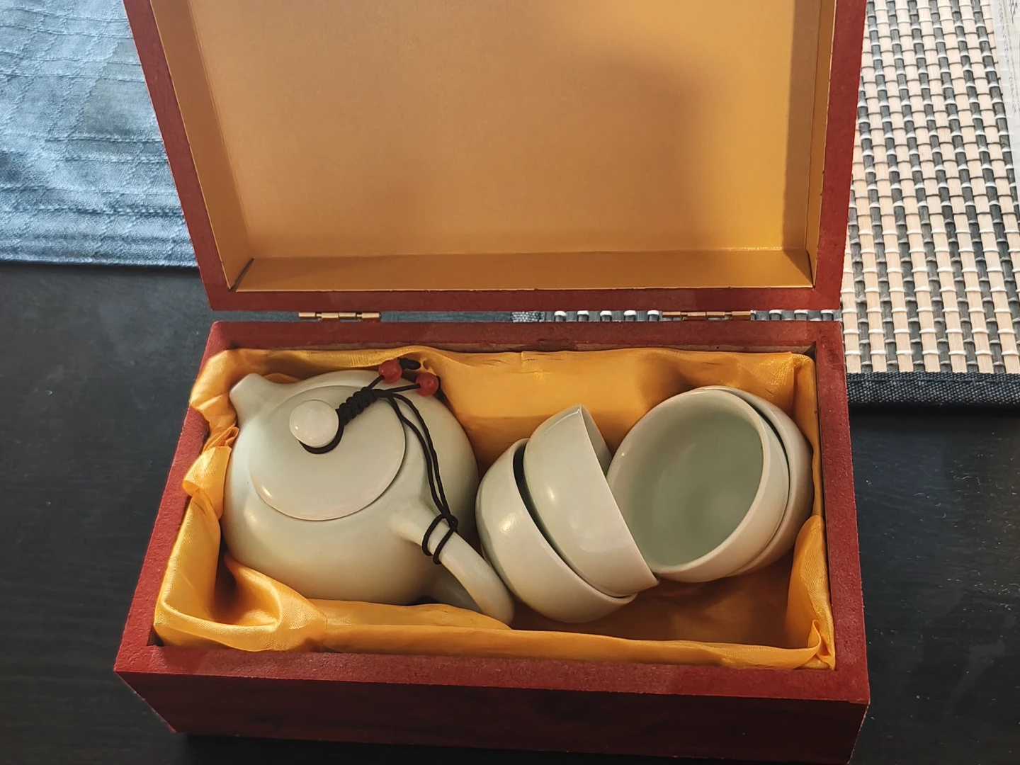 Chinese Tea Set in Wooden Box