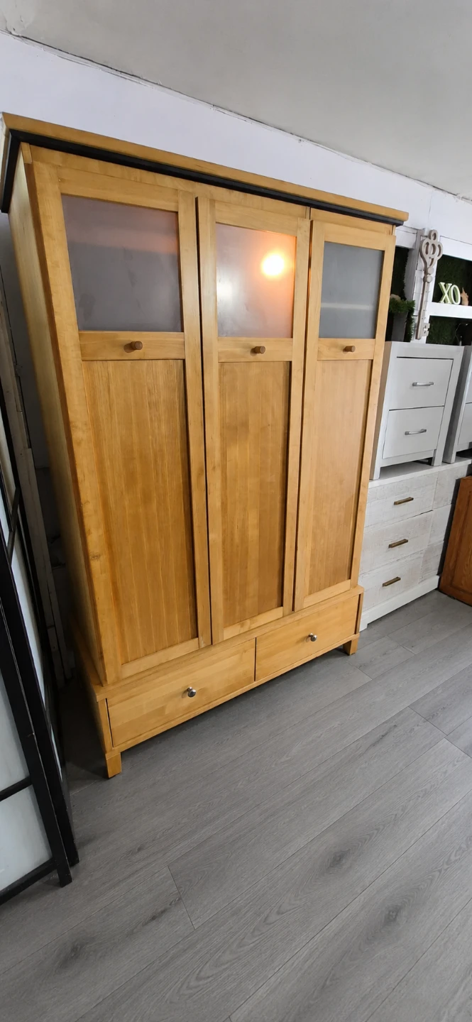 Wooden Wardrobe with Frosted Glass Doors