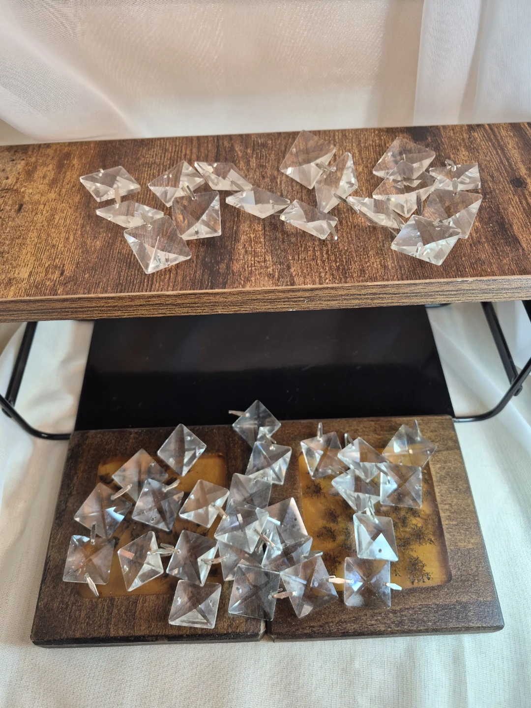 Lot of 41 Crystal Glass 1" Square Diamond Shaped Pendants etc. - photo 5