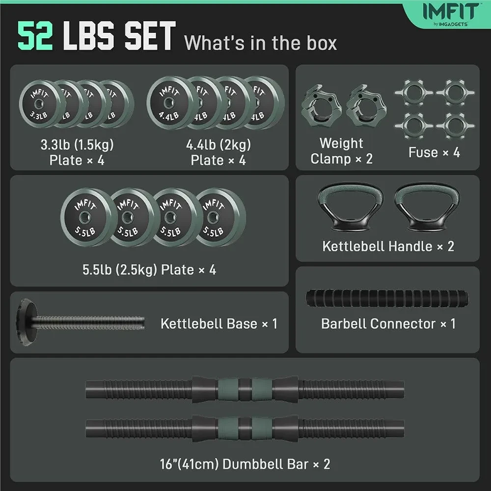 IMFit 52lb Adjustable Dumbbells Set - New - photo 5