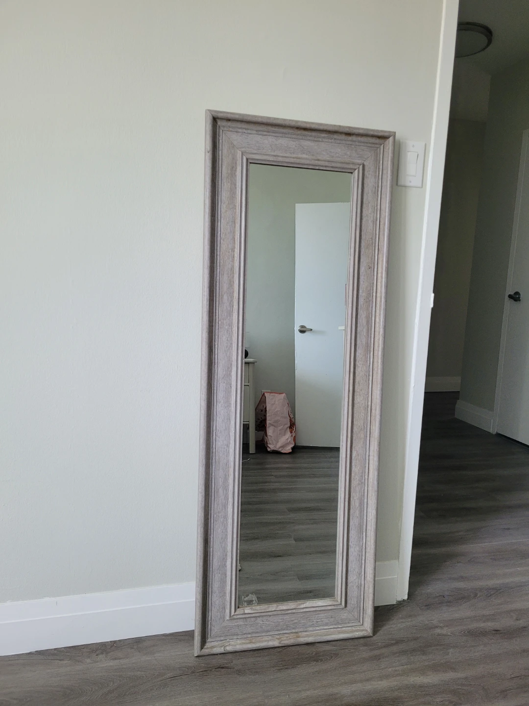 Floor Length Mirror with Grey Wooden Frame