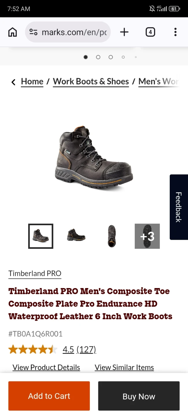 Timberland PRO Men's Composite Toe 6 Inch Work Boots SIZE 9