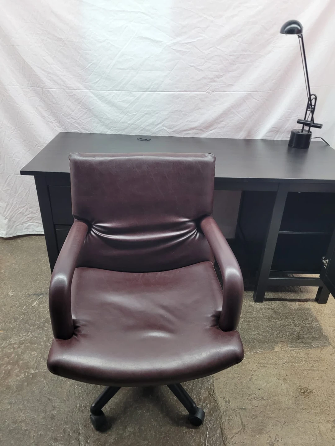 Dark Wood Desk with Chair and Lamp - photo 3