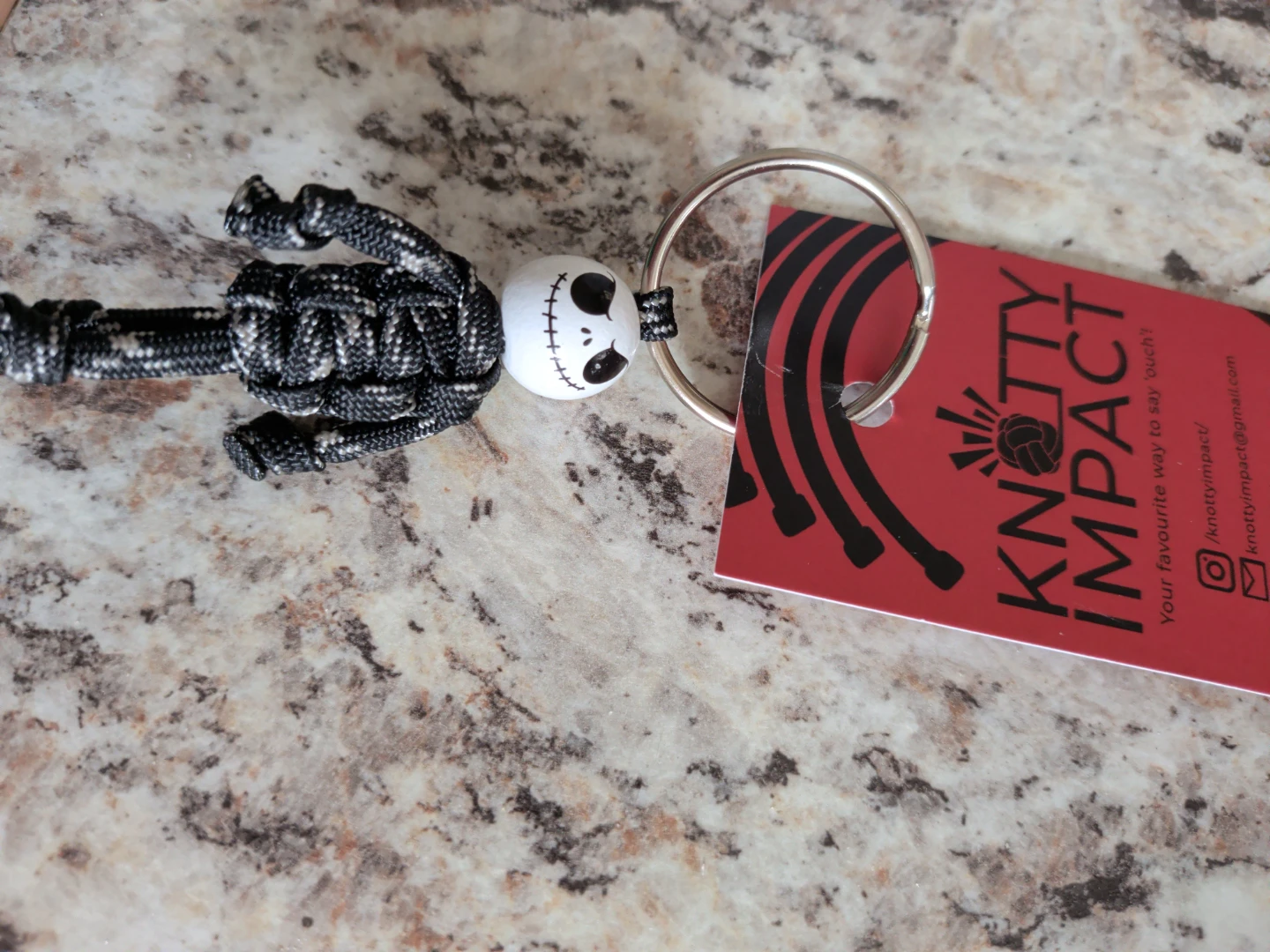 Knotty Impact Jack Skellington paracord keychain